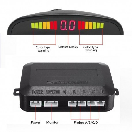 Resigilat Set Senzori Parcare Auto Detector Parktronic Display Radar Monitor 4 Senzori Galben