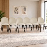 Set 6 scaune bucatarie/living, Artool, Bello, catifea bej, picioare metal negru, 46x42.5x76.5 cm