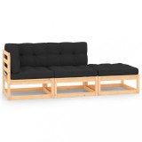 Set mobilier gradina Gossi, 3 piese, lemn pin masiv, perne incluse, antracit