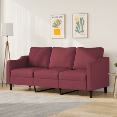Gossi canapea cu 3 locuri, rosu vin, 180 cm, material textil foto
