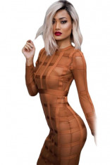 BAN364-8 Rochie midi bandage, cu maneci lungi si model Caged foto