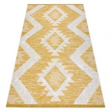 Covor ECO SISAL BOHO MOROC Caro 22312 franjuri - două niveluri de l&acirc;nă galben / cremă, covor reciclat, 117x170 cm