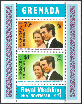 GRENADA 1973 - NUNTA REGALĂ - COLIȚĂ DANTELATĂ MNH (T267) foto