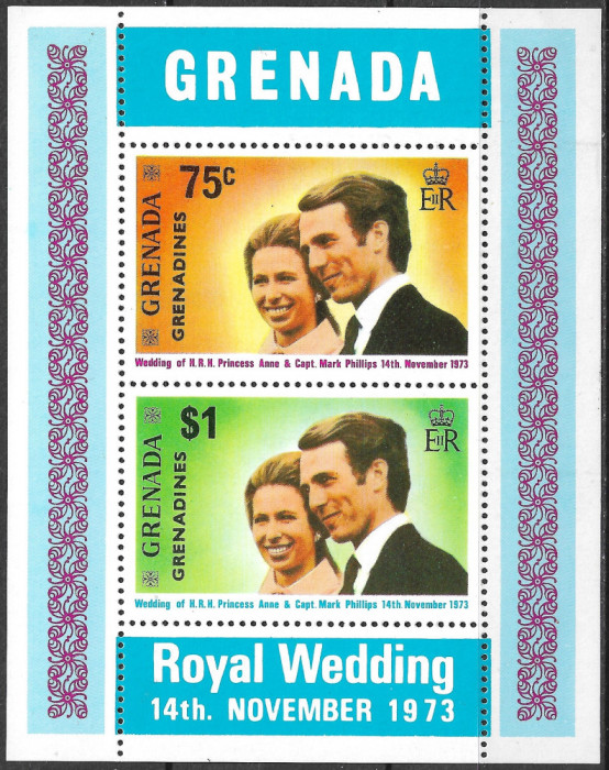 GRENADA 1973 - NUNTA REGALĂ - COLIȚĂ DANTELATĂ MNH (T267)