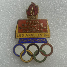 Insigna prima expoziție numismatică olimpică Los Angeles 84