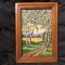 arta / design / vintage - Tablou goblen / cusatura peisaj de tara in rama de lemn !