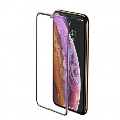 Folie iPhone 11 Pro / iPhone XS / iPhone X, Sticla Securizata, 3D, Anti-Blue-Light / Raze UV, Protectie Praf Difuzor, Negru foto