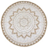 Covor din iută &icirc;mpletită cu imprimeu, 180 cm, rotund