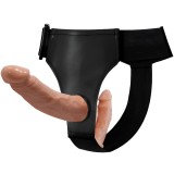 Strap-on Realist cu Dildo Dublu, Vene Proeminente, Fara BPA, Rezistent la Apa, Reglabil/Detasabil, pentru Stimulare Dubla si Placeri Unice, Usor de Cu