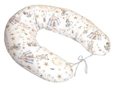 Perna pentru gravide si alaptare, husa detasabila din bumbac 100% si umplutura antialergica BabySoft , Circ Blue, Amy