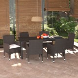 VidaXL Set mobilier de grădină cu perne, 7 piese, maro, poliratan