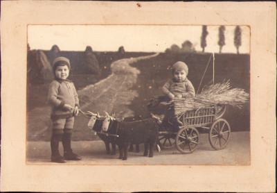 HST P2/784 Copii cu căruță de jucărie, studio Czecz, Bela Crkva, Biserica Albă foto