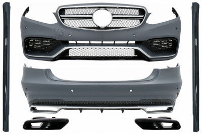Pachet Exterior Complet cu Ornamente Evacuare Negre Mercedes E-Class W212 Facelift (2013-2016) E63 Design Performance AutoTuning foto