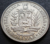 Cumpara ieftin Moneda exotica 1 BOLIVAR - VENEZUELA, anul 1967 *cod 3038 C = A.UNC, America Centrala si de Sud