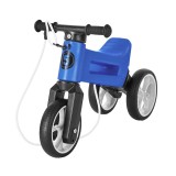 Bicicleta fara pedale 2 in 1, 18+ luni, pneuri si manere de cauciuc, 4 nivele de reglaj pe inaltime, Funny Wheels Rider SuperSport Blue Limited