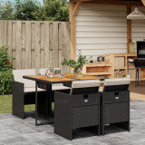 Set mobilier de gradina cu perne, 5 piese, negru, poliratan GartenMobel Dekor, vidaXL