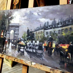 Galerie arta online Tablou original peisaj urban semnat datat fara rama