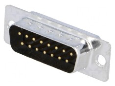 Conector D-Sub 15 PIN tata cu cablu lipire, placare aurita foto