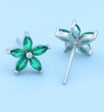 Cercei din argint cu flori verzi --- ARG309C, Argintboutique