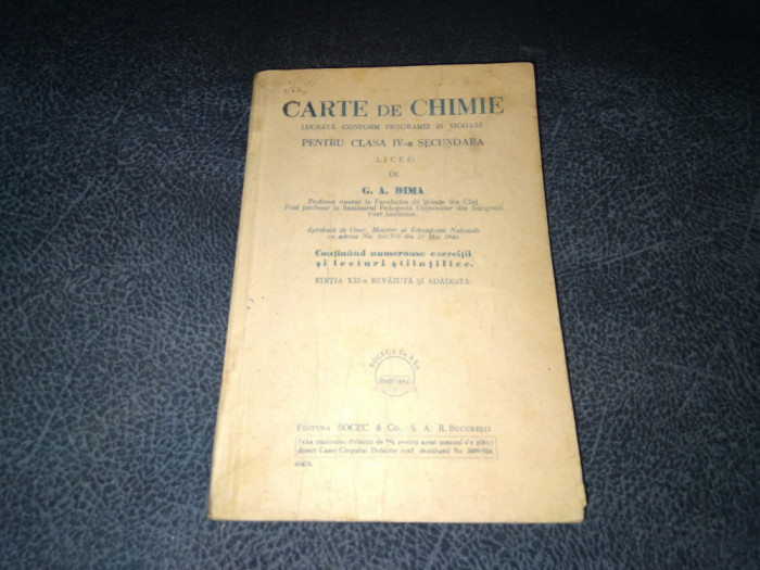 G A DIMA - CARTE DE CHIMIE MANUAL 1946