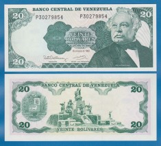 VENEZUELA █ bancnota █ 20 Bolivares █ 1992 █ P-63d █ UNC █ necirculata