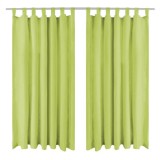 Cumpara ieftin Draperii micro-satin cu bride, 2 buc, 140 x 225 cm, verde, vidaXL