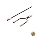 Cablu Audio Splitter USB-C - 2 x 3.5mm XO Design NB-R269B 2in1 1.2m Negru