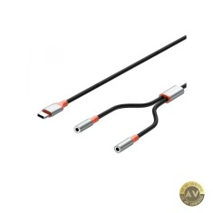 Cablu Audio Splitter USB-C - 2 x 3.5mm XO Design NB-R269B 2in1 1.2m Negru