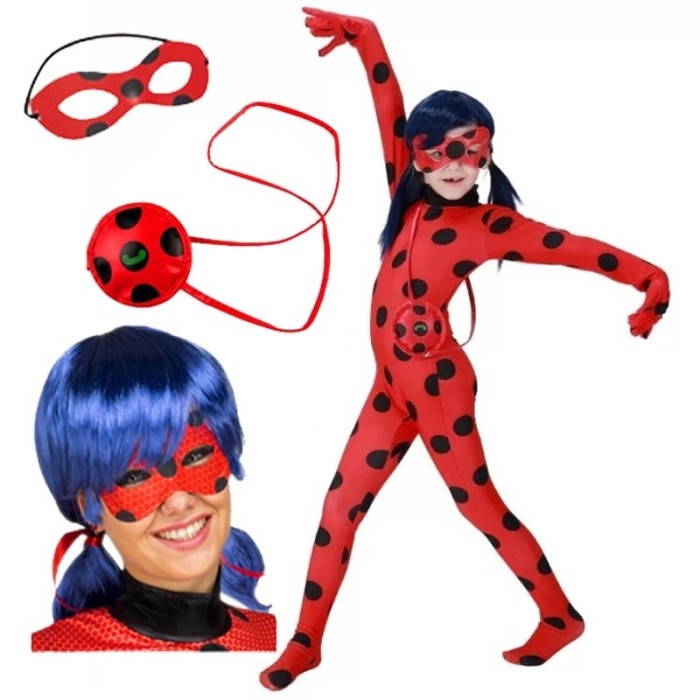 Set costum Buburuza Miraculoasa, cu peruca si accesorii pentru copii, KidMania&reg; 120 -130 cm 7-9 ani