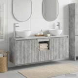 Cumpara ieftin Set dulap baie suspendat 3 buc. Gri Beton 129 x 35 x 80 cm