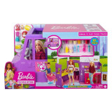 Set de joaca Barbie You Can Be Food Truck, cu papusa, camion cantina si accesorii, multicolor, 30 piese