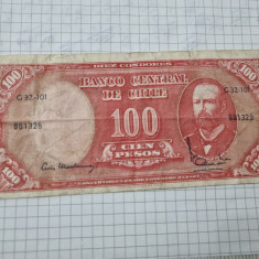 bancnota chile 100 pesos 1960-61