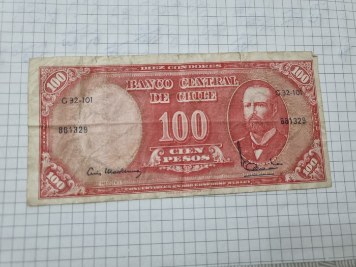 bancnota chile 100 pesos 1960-61