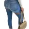 CL811-444 Jeans skinny cu talie inalta si decupaje la spate