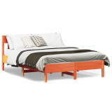 VidaXL Cadru de pat cu tăblie, maro ceruit, 150x200 cm, lemn masiv pin