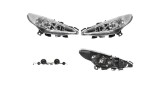Set faruri Peugeot 207, 05.2013, montare fata, stanga+dreapta, cu lumina pozitie LED; H1+H1; manual; transparent, argintiu; Tuning; halogen, JUN YAN