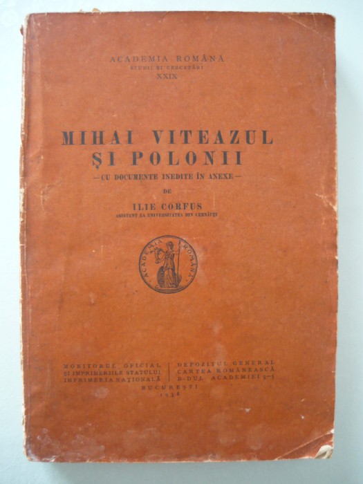 ILIE CORFUS - MIHAI VITEAZUL SI POLONII - 1938