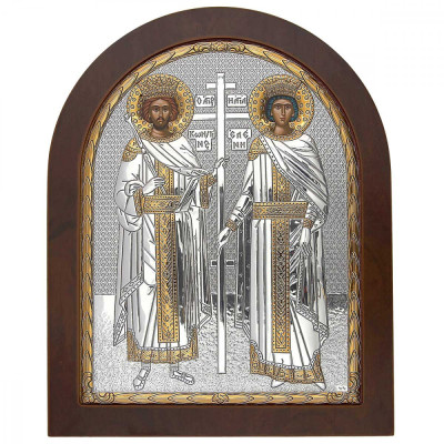 Icoana Argint Sfintii Imparati Constantin si Elena 14.7&amp;amp;#215;18 cm COD: 1395 foto