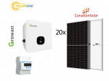 Kit sistem fotovoltaic trifazat 12 kW, invertor Growatt si 20 panouri Canadian Solar 600 W