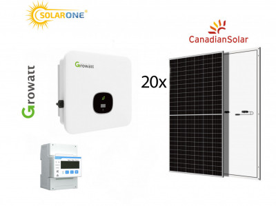 Kit sistem fotovoltaic trifazat 12 kW, invertor Growatt si 20 panouri Canadian Solar 600 W foto