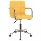 VidaXL Scaun de bucătărie pivotant, galben muștar, textil