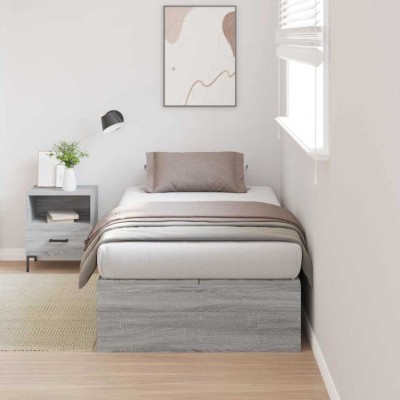 vidaXL Cadru de pat cu depozitare sonoma gri 90 x 190 cm Lemn compozit foto