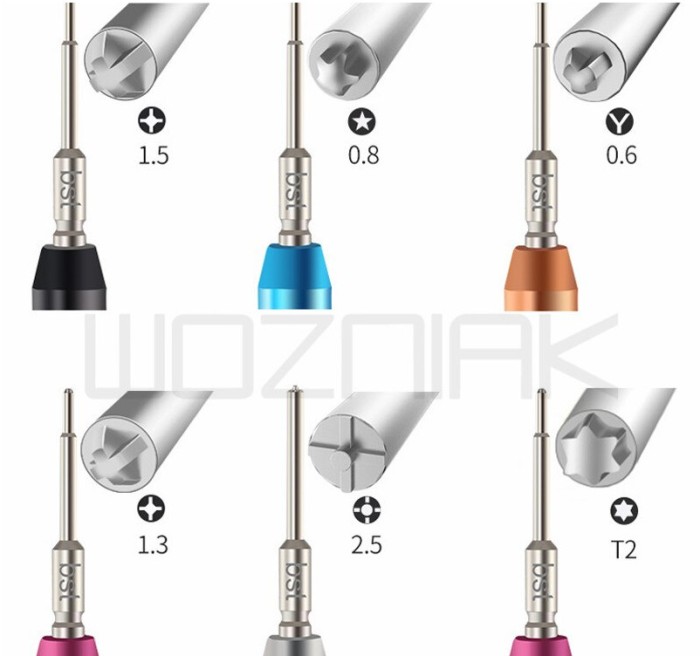 Surubelnite si Instrumente KIT BST-899 Anti-Slip High Precision Magnetic 3D Screwdriver Bits Philips Pentalobe Y Convex Cross