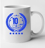 Cana alba personalizata &quot;10 ani de excelenta&quot;, INOVATIX&reg;. 330 ml