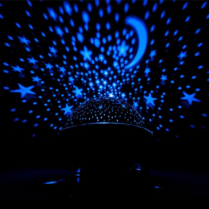 Proiector LED Cameră, Rotativ, Model Stele, Culoare Bleu, 17x17x18cm