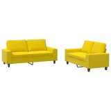 Cumpara ieftin Set de canapele, 2 piese, galben deschis, textil