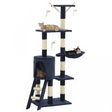 Cumpara ieftin Ansamblu pisici st&acirc;lpi din funie sisal, 138 cm, albastru &icirc;nchis, vidaXL