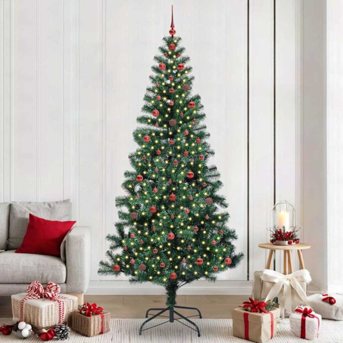 vidaXL Pom de Crăciun artificial pre-iluminat cu 300 LED Verde 240 cm 3396788