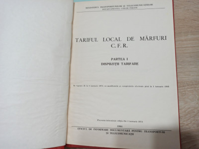 TARIFUL LOCAL DE MARFURI C.F.R., 6 CARTI 1973- 1984 foto