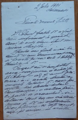 Scrisoare Scarlat Doicescu catre Filitti, Calarasi, 1931 foto